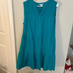 crown & ivy Teal Tiered Sleeveless Dress